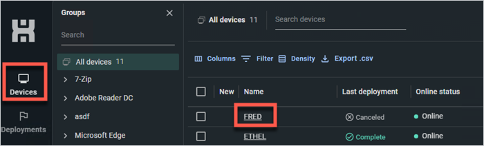 PDQ Connect remote desktop - device selection